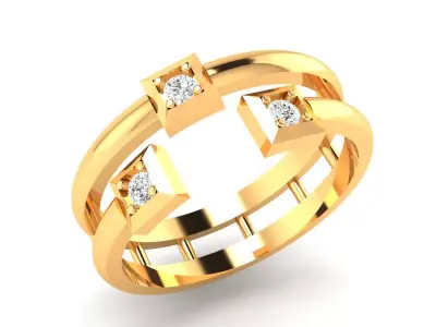 AR-LRZ-0029 gold ring with diamonds 3D print model
