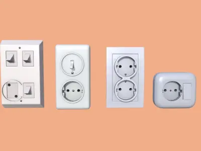 EU Switches - Sockets - Fuse Box Low-poly 3D model