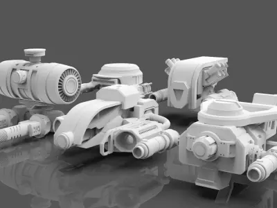 Sci Fi Drones Pack - 6 In 1 - Untextured - Highpoly  3D model