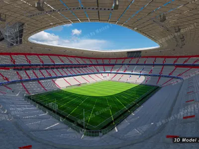 Allianz Arena Stadium - Munich Germany Low-poly 3D model