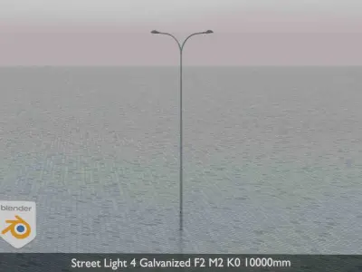 Street Light 4 Galvanized F2 M2 K0 10000mm Low-poly 3D model