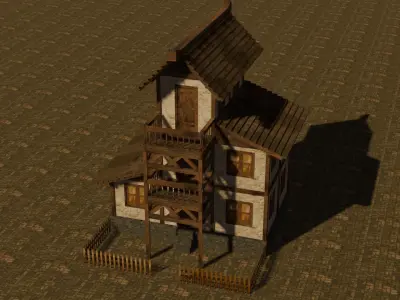 Medieval house eleven 3 Low-poly 3D model