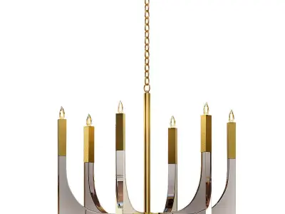 John Richard Acrylic  and Brass Six Light Chandelier Large 3D model