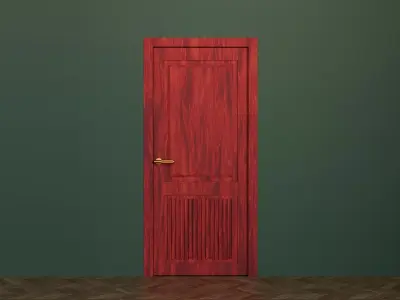 Mahogany wood door Low-poly 3D model