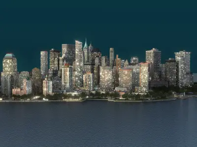  Manhattan Lower Tip Night Low Poly 