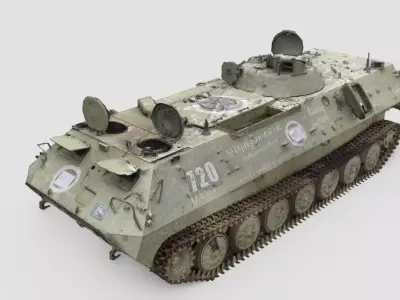 destroyed russian MT-LB multi-purpose towing vehicle  3D model