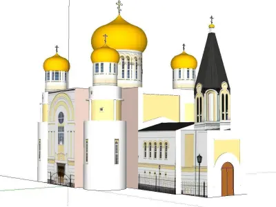 Architecture-Religion-God-Culture-Temple-024 church with two ... 3D model