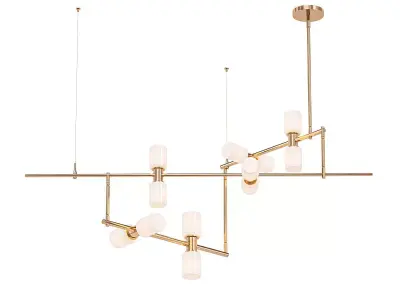 ModernRail modern brass chandelier with four glass shades 3D model