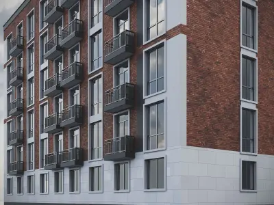 Brick Residential Building 012 3D model