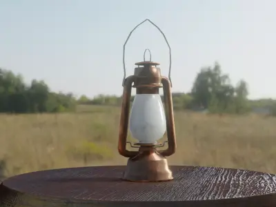 Lantern Game-ready PBR lowpoly old copper Low-poly 3D model