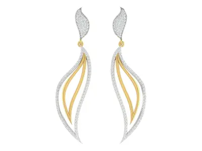 Light Weight Gold Diamond Earring  -earr4 3D print model