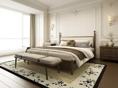 French Style Bedroom 3D Model 3D model