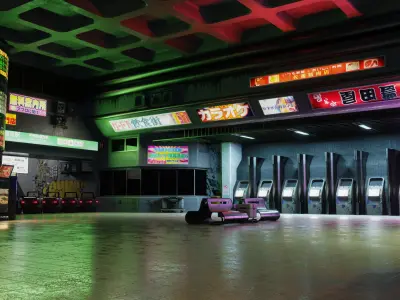 Cyberpunk Metro Station Low-poly 3D model