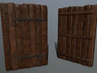 doors set of wooden Low-poly 3D model