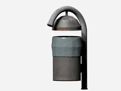 Grey cage type trash can with carrier bag Low-poly 3D model