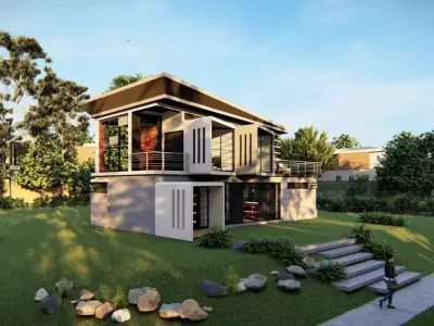Casa Scene-villa-modern house 3D model 36