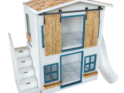 PlayHouse bunk bed with stairs 3D model