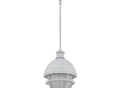 Outdoor two pendant lights with glass and gold metal 3D model