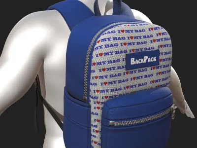 Backpack Camping bag baggage Color 3d low poly  Low-poly 3D model