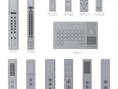 Floor indicators and elevator control panels - Collection 2 3D model