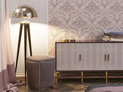 Rose Art Deco Motif Wallpaper  Texture