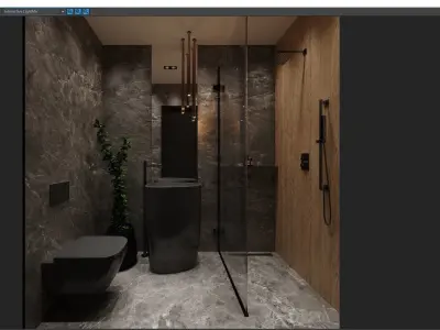 Bathroom Design with Monoblok Sink 3D model