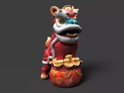 Chinese Lion Dance Costume Figure  Low-poly 3D model purchase