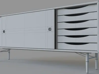 Unson Media Console Maple 3D model