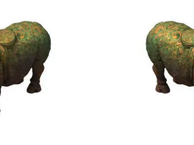 the tomb guardian beast rhinoceros stone statue 1 3D model