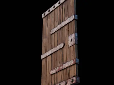Stylized Medieval Wooden Door   Low Poly Game Asset Low-poly 3D model