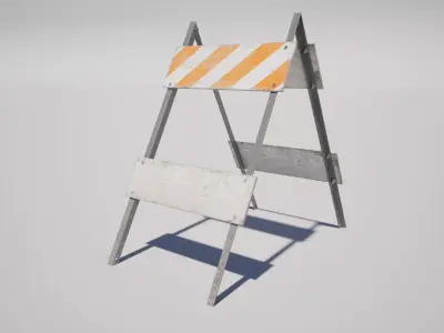  Barricade Barrier Low-poly 3D model