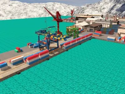 Container Cargo Yard Environment Set VR low-poly 3d model Game Low-poly 3D model