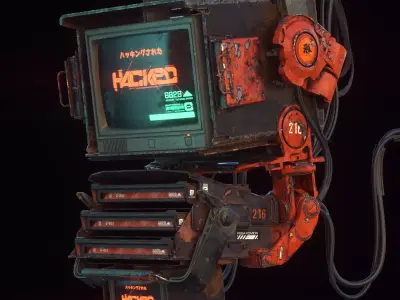 Cyberpunk Hacker Terminal V2 Low-poly 3D model