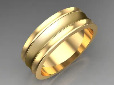 Light Gold Diamond Men Ring 2MR072 3D model