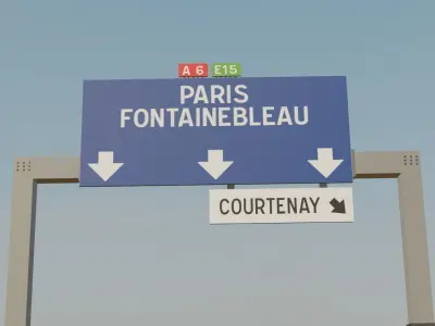 French Highway Billboard 3D Model Low-poly 3D model