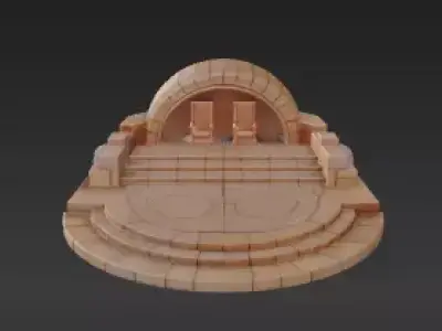 66 - Great Temple Throne Room Backdrop - 1 18 Scale for 3D print model