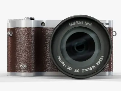 Samsung NX300 Brown mirrorless digital camera Kit 18-55mm lens Low-poly 3D model