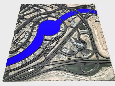 Streets and roads Downtown Dubai UAE  3D model