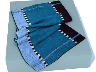 Blue Slightly Spread Towel 3D model