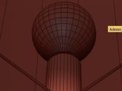 Adesso floor lamp with brass base and shade 3D model