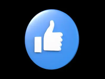Facebook like button 3D model Vray Ready Game Ready Free low-poly 3D model