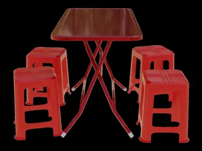 Thai Street Food table 3D model