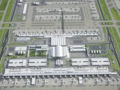 Munich Airport Low-poly 3D model