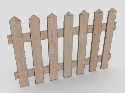 Wood Fence 2 Low-poly 3D model