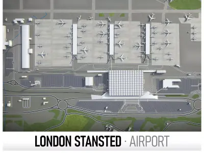 London Stansted Airport - STN Low-poly 3D model