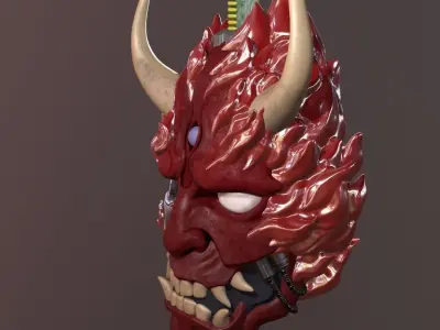 CyberDemon demon mask hanging from light bulb 3D print model