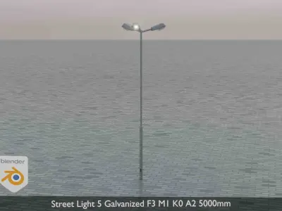 Street Light 5 Galvanized F3 M1 K0 A2 5000mm  Low-poly 3D model