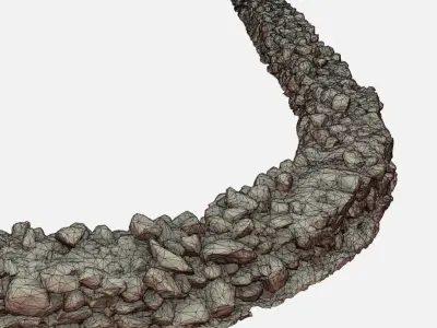 Modular Cobblestone Wall Low-poly 3D model