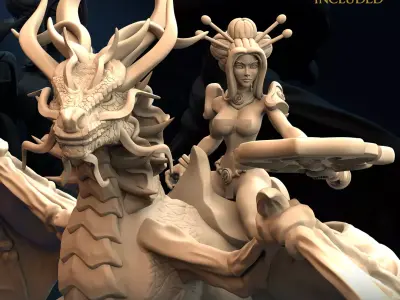 Oriental Dragon Empress of the Jade Breeze Nude and Normal 3D print model