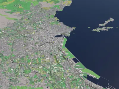 Marseille France 25x25km City Map 3D model